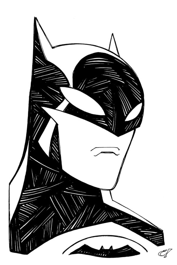 the batman b/w head sketch